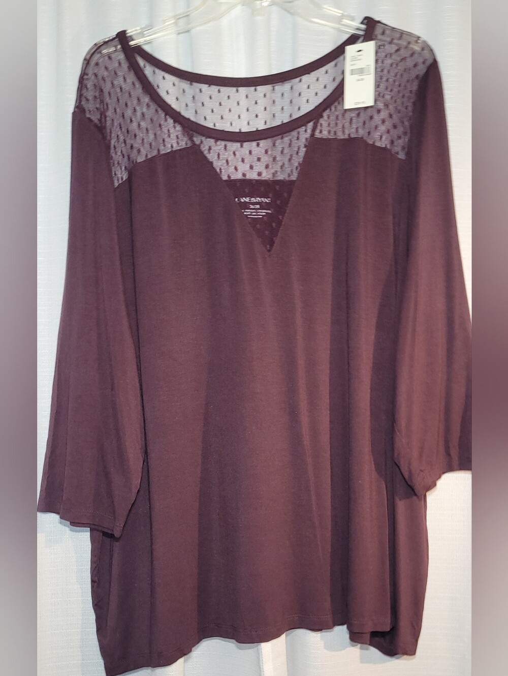 Lane Bryant Plum Mesh-Yoke Tunic Top